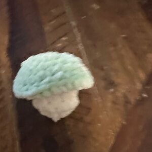 Handmade Green and White Crochet Mushroom